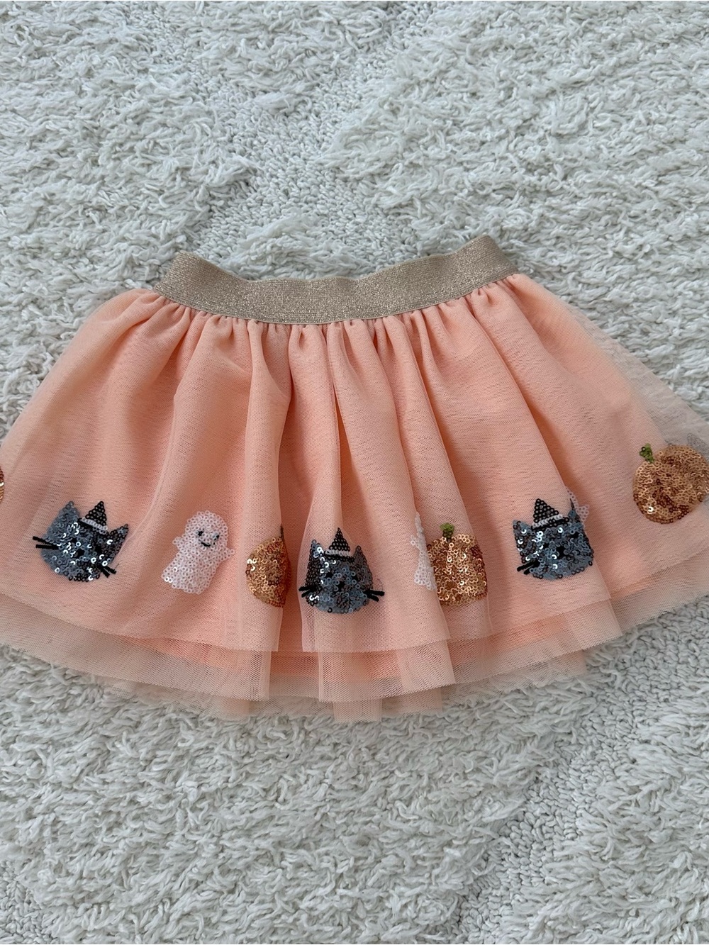 Angel Dear Orange Halloween Cat and Ghost Tutu Skirt